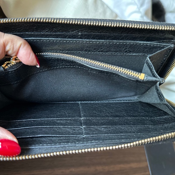 Balenciaga Classic Zip Around Wallet Black Leather Moto Studs Aged Brass - Picture 8 of 14